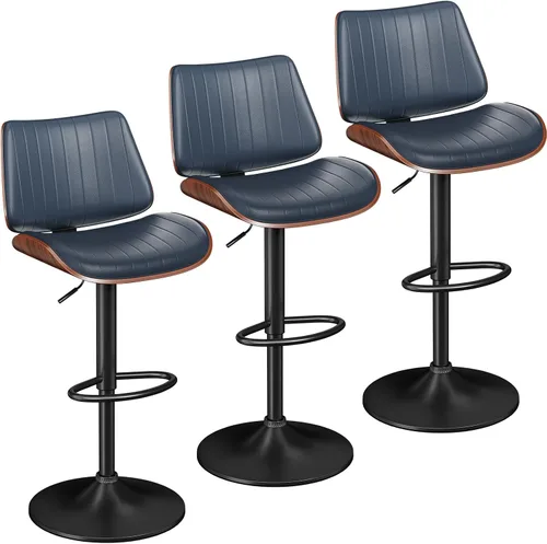 Miniatura 13 de YaFiti Adjustable Bar Stools, Modern Swivel PU Leather Counter Height Chairs with Backrest, Armless Kitchen Island Stools, Black 1 PCS