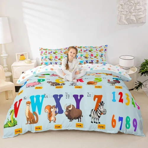 Miniatura 4 de Capybaras - Juego de funda de edredón tamaño individual, juego de ropa de cama para niños y niñas, diseño de zoológico de dibujos animados, juego