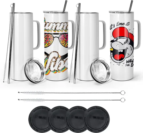 Miniatura 10 de AGH Taza de café de sublimación de 12 onzas con asa, paquete de 25 vasos de sublimación de acero inoxidable con asa, taza aislada al vacío con tapas