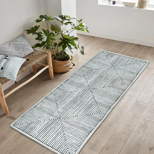 Miniatura 18 de Bloom Rugs Alfombra de pasillo lavable antideslizante de 12 pies – Beige/rosa moderno geométrico para entrada, pasillo, baño y cocina