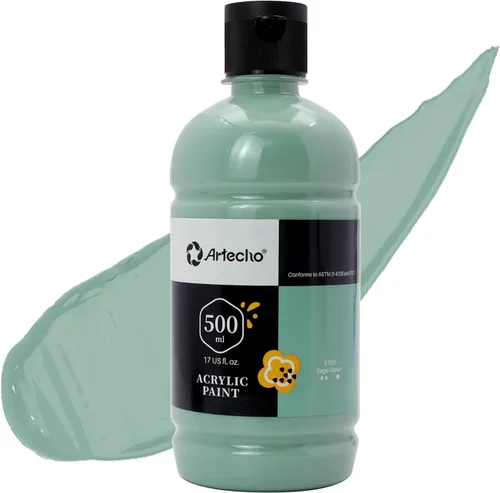 Miniatura 26 de Artecho Pintura Acrílica Oro - Botella Grande 500ml / 17oz, Pintura para Manualidades para Lienzo, Rocas, Madera, Tela, Cerámica, No Tóxica Dorado