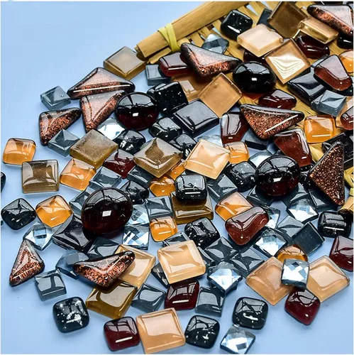 Miniatura 9 de Azulejos de mosaico de cristal irregulares de 17.64 oz de colores mixtos, pequeños mosaicos de bricolaje para niños, manualidades de cristal hechas