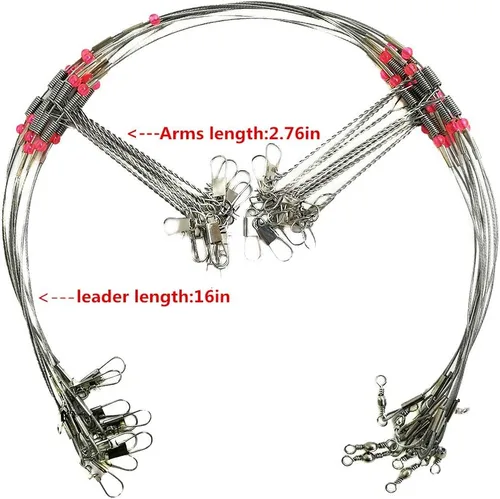 Miniatura 2 de Fishing Wire Leaders for Bottom Rigs: 10pcs 1/2/3 Arm Saltwater Hi-Low Rig Leaders with Swivels Snap for Trolling Pier Surf Fishing Tackle - Arm