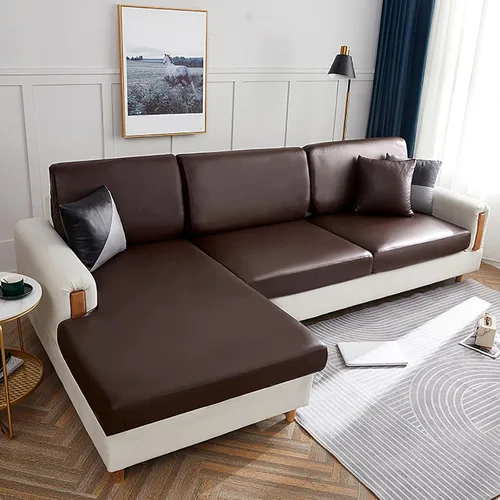 Miniatura 9 de Fundas de cojín impermeables para sofá, funda de cojín elástica de piel sintética para sofá en forma de L, protector de muebles para sala de estar
