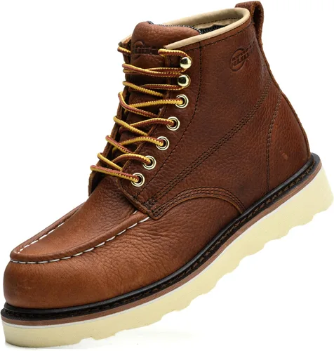 Miniatura 4 de Botas de trabajo para hombre - Botas de trabajo de 6 pulgadas con punta de cuña suave, Botas de trabajo impermeables para hombre Bronce