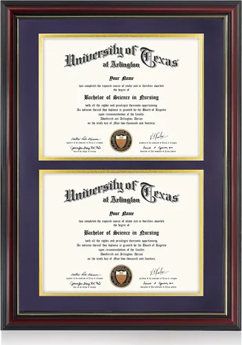 Miniatura 45 de GraduationMall Marco de diploma de certificado de 8.5 x 11, madera maciza y vidrio templado, acabado negro con ribete dorado