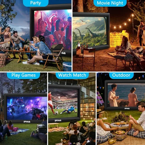Miniatura 6 de Pantalla de Cine Inflable Pantalla de Proyector para Exteriores para Afuera 25 pies, Grandes Pantallas Inflables Proyección Frontal y Trasera