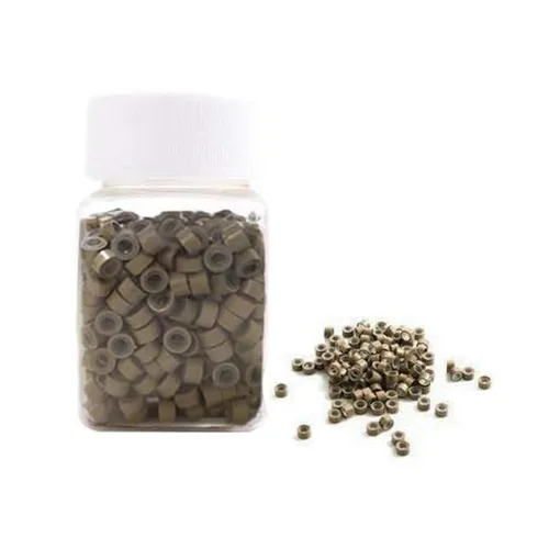 Miniatura 10 de 500 anillos de silicona con microeslabones de 0.197 in para extensiones de cabello, herramientas de microenlaces de aluminio para extensiones