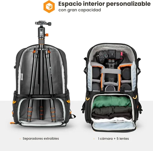 Miniatura 5 de TARION Mochila grande para cámara de 15 litros con compartimento para laptop de 15.6 pulgadas, acceso lateral y cubierta impermeable para fotografía