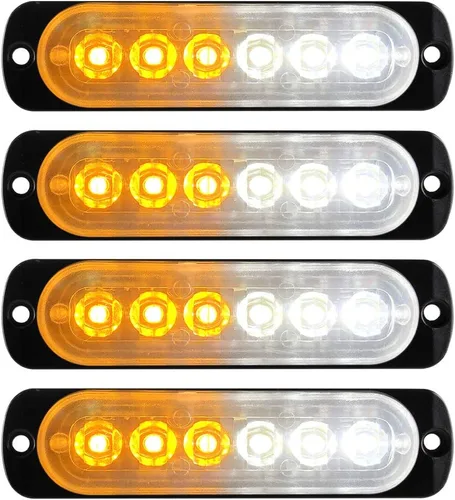 Miniatura 13 de Barra de luz estroboscópica de 4 piezas, 4 LED, ámbar, ultra delgada, con función de sincronización, para coche o camión, luz de emergencia