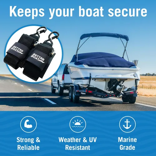 Miniatura 2 de Boat Tie Down Straps to Trailer, 2 Inch x 48 Inch Marine Grade Transom Straps, Heavy Duty Manual Buckle Clasp, Short, Boat Tie Downs for Trailer