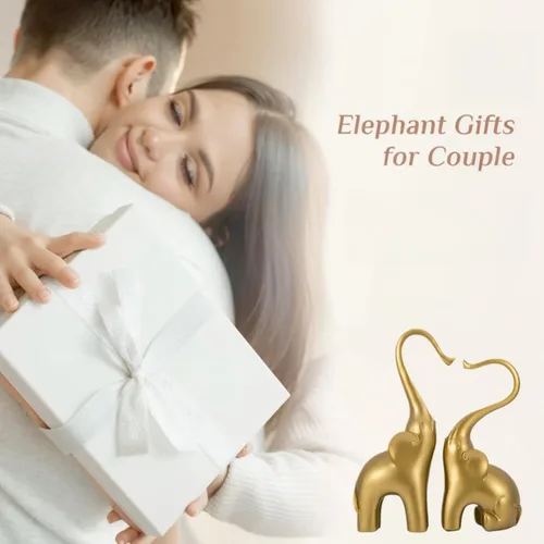 Miniatura 2 de Estatuas de elefante amoroso, decoración del hogar, pequeñas figuras de elefante negro enamoradas, escultura de elefante, objetos decorativos