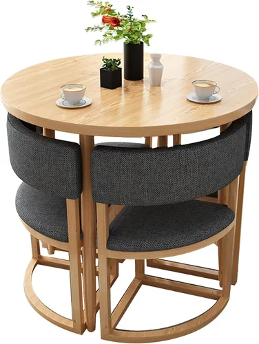 Miniatura 15 de Mesa de cocina y sillas para 4, juego de mesa redonda de comedor para 4, negociación de conferencias pequeñas, 1 mesa y 4 sillas, mesas de café