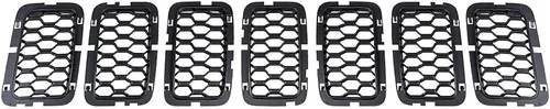 Miniatura 11 de 7 piezas de cubierta de rejilla frontal negra brillante compatible con modelos Jeep Grand Cherokee 2014-2016