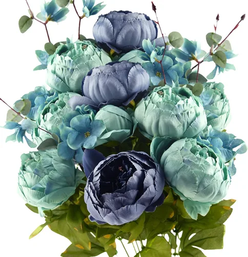 FiveSeasonStuff - Peonías y hortensias artificiales de seda, ideal para decoración de bodas, novias, hogar, decoración de centro de mesa (2 ramos).
