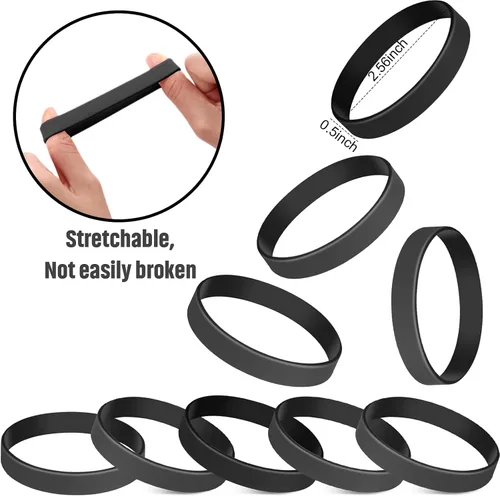 Miniatura 3 de 12 piezas de pulseras de goma, pulseras de silicona de color sólido, paquete múltiple de pulseras de goma en blanco para eventos, bandas de goma