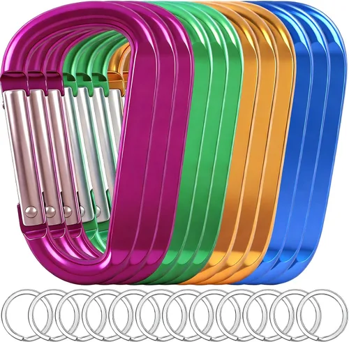 Miniatura 12 de 12 clips de mosquetón para llavero, clip de aluminio de 3 pulgadas, hebilla de gancho de mosquetón sin bloqueo en forma de anillo D, herramienta
