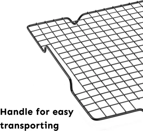 Miniatura 7 de HULISEN Rejilla de enfriamiento de 16 x 10 pulgadas, estante antiadherente para hornear con mango que se adapta a media bandeja de hoja, estantes