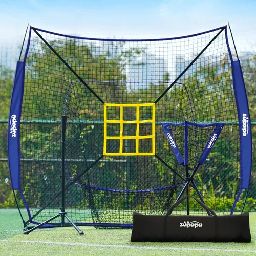 Miniatura 11 de Zupapa Juego de camisetas de béisbol y softbol de 7 x 7 pies con zona de ataque, red de práctica de béisbol para lanzar, bateo, captura para todos