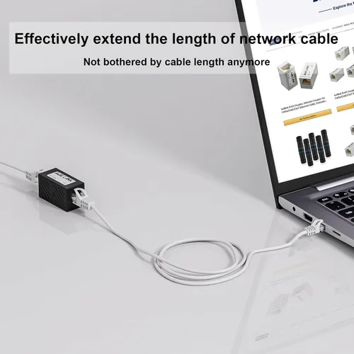 Miniatura 3 de iwillink Conector Ethernet RJ45, conector hembra a hembra RJ45 para cable Ethernet Cat7 Cat6 Cat5e Cat5, adaptador extensor, paquete de 5, negro
