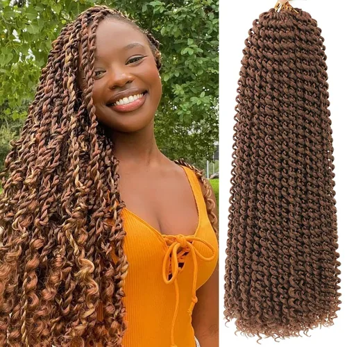 Miniatura 48 de Cabello Passion Twist de 24 pulgadas, 8 paquetes de cabello Passion Twist de ganchillo para mujeres, cabello trenzado Passion Twists largo bohemio