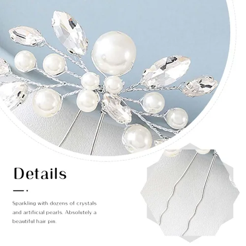 Miniatura 6 de JAKAWIN Accesorios para el cabello de boda Pin de pelo de novia Clip de pelo de novia para mujeres (plata)