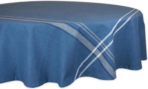 Miniatura 11 de DII - Mantel redondo para mesa de comedor, estilo rústico, colección de manteles con rayas estilo francés, 177.8 cm de diámetro, color gris Gris