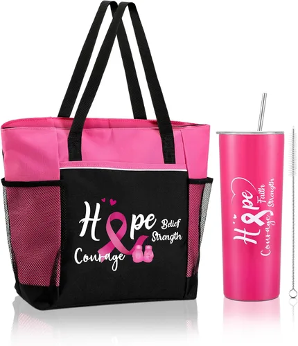 Paterr Paquete de 2 bolsas y bolsas de quimioterapia para mujeres para el cáncer de mama, accesorios para el cáncer de mama (rosa clásico, cáncer de
