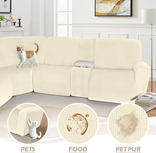 Miniatura 315 de Arfntevss Fundas de sofá seccional reclinable de terciopelo, Funda de sofá seccional de esquina para sofá reclinable, Funda elástica suave