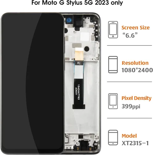 Miniatura 2 de Reemplazo de pantalla LCD para Motorola Moto G Stylus 5G 2023 de 6.6 pulgadas con marco negro, pantalla LCD táctil digitalizadora XT2315-1