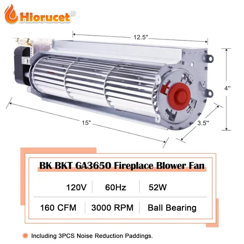 Miniatura 2 de Hiorucet Unidad de ventilador para chimenea para Desa, FMI, Vanguard, Vexar, Comfort Flame Glow, Rotom Chimenea, BK BKT GA3650 GA3700 GA3750 Piezas
