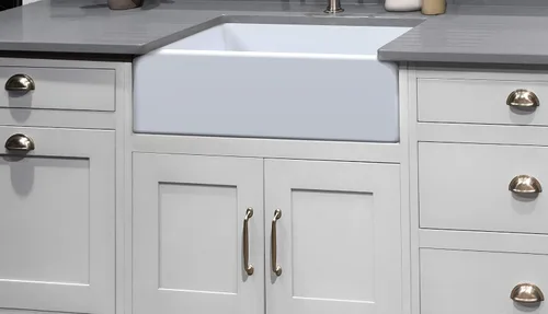 Miniatura 7 de Zuhnë Ostia - Fregadero de cocina de arcilla refractaria blanca de 30 pulgadas, delantal reversible acanalado o liso, cuenco individual de 29 7/8 x