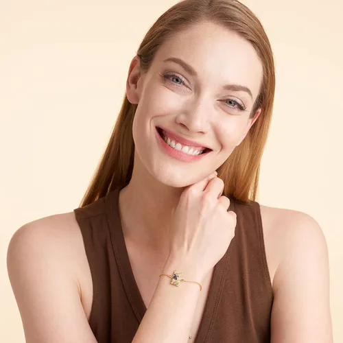 Miniatura 4 de SCAMPER & CO Pulseras con dije de cachorro de raza de perro, circonita cúbica y espinela negra para mujer - Pulseras de plata esterlina chapadas
