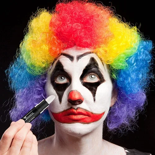 Miniatura 3 de Go Ho 2 piezas de maquillaje de payaso blanco y negro en barra mezclable – pintura para ojos negros y cuerpo facial maquillaje profesional FX