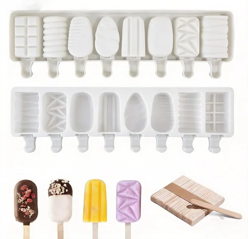 Miniatura 12 de Moldes de silicona para paletas con palitos, juego de moldes para paletas de fácil liberación, molde para paletas de hielo sin BPA, molde de helado