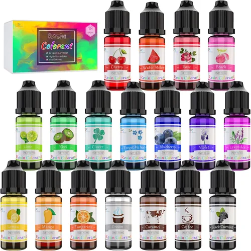 Pigmento de resina epoxi – Tinte de resina UV líquida de 18 colores para colorear, fabricación de joyas artísticas – Colorante concentrado para