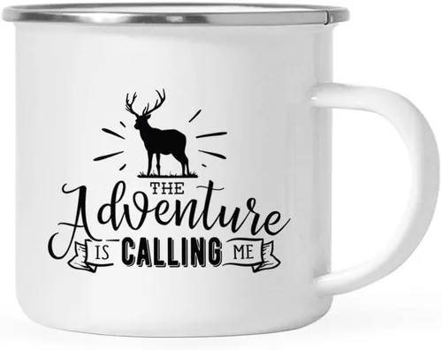 Miniatura 35 de Andaz Press Taza de café de acero inoxidable de 11 onzas, regalo de «And So The Adventure Begins», 1 paquete, cumpleaños, Navidad, exteriores, boda