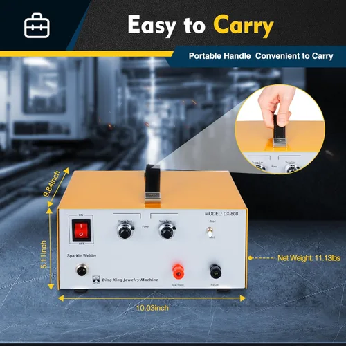 Miniatura 4 de Máquina de soldadura por puntos de joyería, soldador de puntos de brillo de pulso 110 V 80 A, máquina de soldadura por puntos portátil con mango DIY