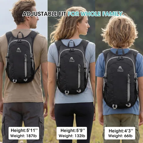 Miniatura 6 de Mochila de senderismo pequeña plegable con 3 bolsillos para correa, mochila ligera 300D a prueba de derrames para hombres y mujeres, mochila