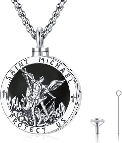 Collar de plata de ley 925 con medalla milagrosa de San MiguelSan Cristóbal de JesúsSan BenitoVirgen María Milagrosa Medalla para hombres y mujeres,