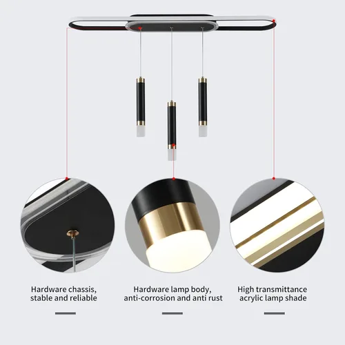 Miniatura 8 de Jaycomey Lámpara LED moderna para comedor, 52 W, regulable, moderna, lineal, con control remoto, 3000K a 6500K, lámpara de techo ajustable para isla