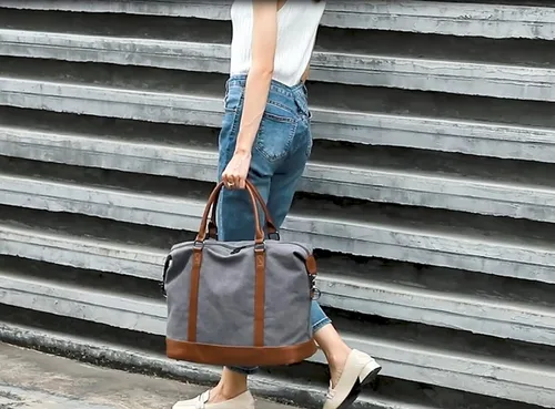 Miniatura 14 de BLUBOON Bolsas de viaje con cremallera, bolsa de lona para mujer, bolsa de fin de semana para mujer, bolsa de lona para llevar en la bolsa de lona