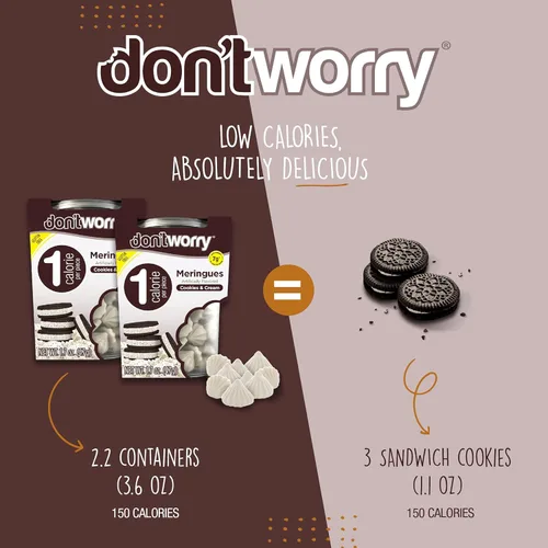 Miniatura 4 de DON'TWORRY Galletas de merengue aptas para dieta cetogénica, solo 1 calorías por pieza, paquete de 2, galletas y crema, dulces saludables