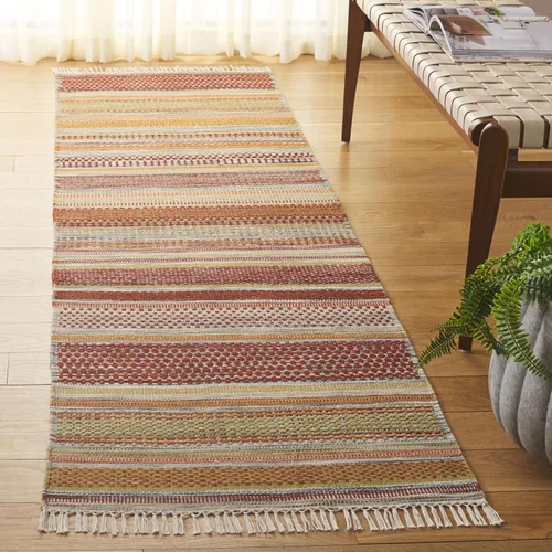 SAFAVIEH Striped Kilim Collection STK311A - Alfombra de lana de tejido plano hecha a mano de 2 pies 3 pulgadas x 6 pies, color beige