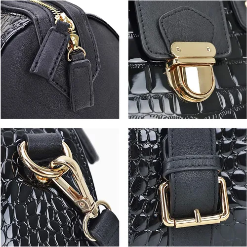 Miniatura 4 de Dasein - Bolso de mano para mujer, diseño de barril, cuero vegano, bolso de hombro, con asa superior, a la moda, bolso de trabajo
