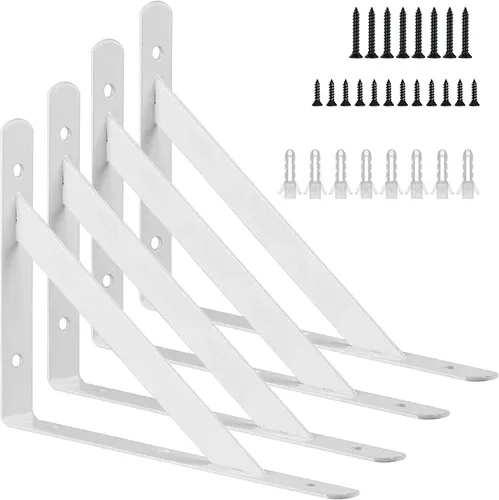 Miniatura 11 de Kersally Soportes de estante de 6 pulgadas, paquete de 4 soportes en L resistentes para estantes, soportes metálicos triangulares de 90 grados