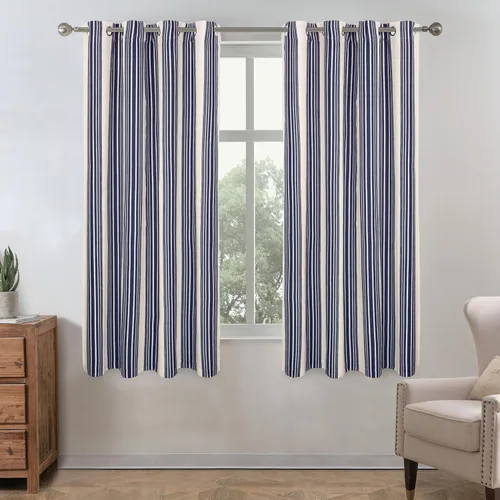 Miniatura 55 de DriftAway Chris Linen - Cortinas opacas con capa térmica y reductora de sonido, 63 pulgadas de largo para dormitorio, cortinas estampadas a rayas