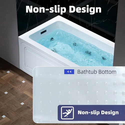 Miniatura 19 de WOODBRIDGE Bañera de hidromasaje rectangular de acrílico empotrada de 60" x 32" con jets calefactados en blanco con drenaje izquierdo, acabado negro
