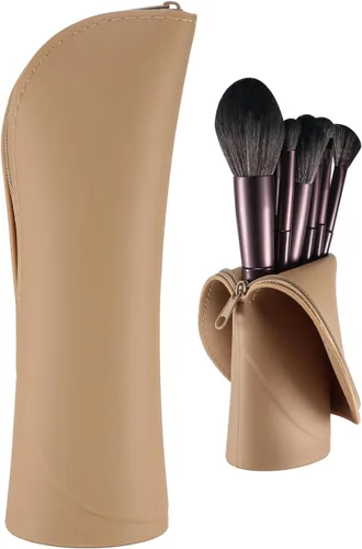 Soporte para brochas de maquillaje de viaje, estuche de silicona pequeño para brochas de maquillaje, bolsas de cosméticos portátiles para mujeres,