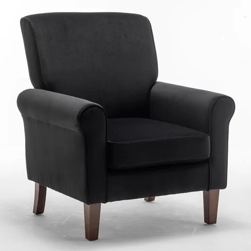 Miniatura 18 de Container Furniture Direct Sillón clásico con marco de madera de abedul y cómodos reposabrazos enrollados, sillones para sala de estar, dormitorio